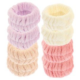 IWOWHERO 8Pcs Portable Flannel Wristbands for Face Washing Water Absorbing Comfortable Wear Resistant Spa Wristbands Chic Colors for Daily Skincare Routine