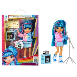 Rainbow High Junior High Rock Band - Skyler, Blue - 23cm Fashion Doll with a Microphone, a Mic Stand, and an Amp, Customise with Stickers, Posable, Cute Toys for Children Ages 4+