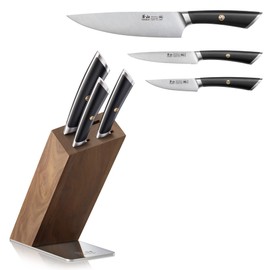 Cangshan ELBERT Series German Steel Forged 4-Piece HUA Knife Block Set, Acacia (Black)