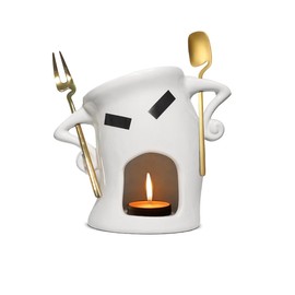 Ceramic Chocolate Fondue Mug With Attitude,Mini Simmer Mug Contain Fondue Bliss Cup Forks Chocolate Melting Cup for Cheese Fondue Set Without Tealights For Date Night Birthday and More (White)