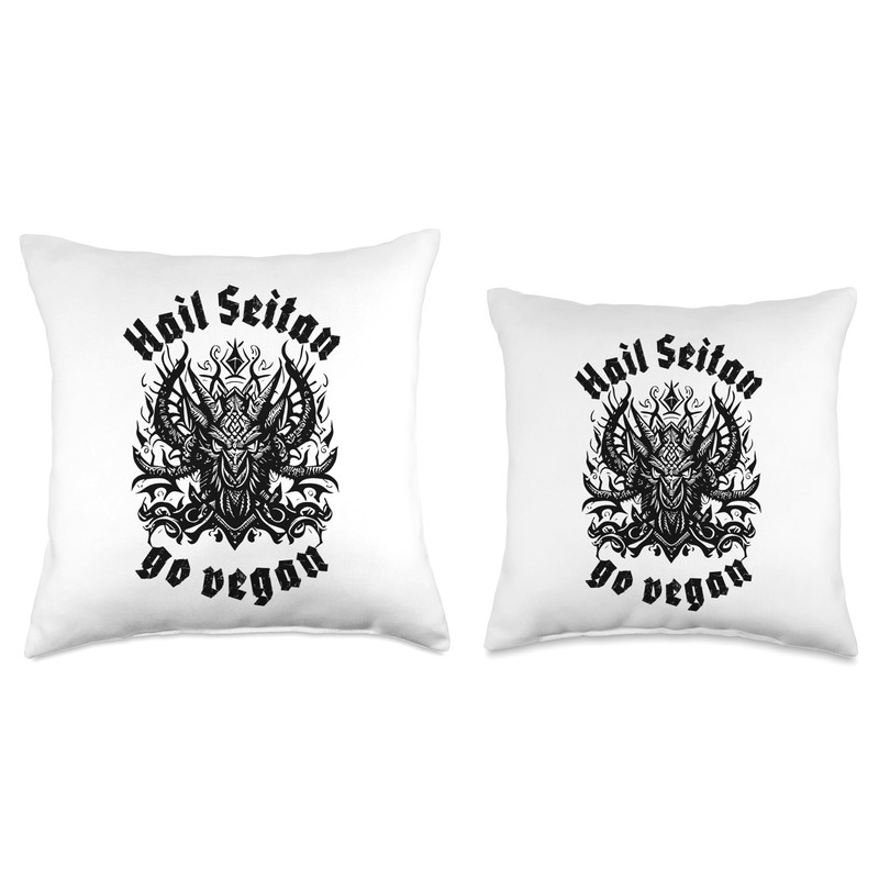 HAIL SEITAN - go vegan Throw Pillow