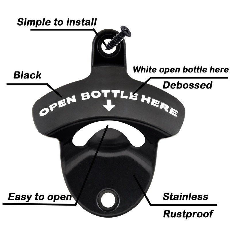 Luwanburg Wall Mounted Bottle Opener OPEN BOTTLE HERE Beer Cap