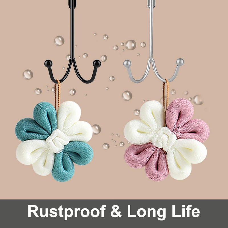 HFHOME 2Packs Over The Door Double Hanger Hooks, Metal Twin