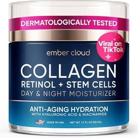 Crema facial hidratante de colágeno antienvejecimiento con células madre, retinol, ácido hialurónico y niacinamida, crema hidratante de día y noche pa