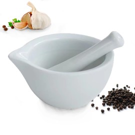 DeJivsin Mortar and Pestle Set 8 cm, Mortar with Pestle for Spices, Nuts, Pepper or Herbs, Brushed Inside and Pestle End