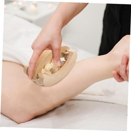 FOMIYES Wood Massage Roller with Durable Wooden Handle Portable Body and Neck Massager for Muscle Relief and Yoga Stretching Lightweight Handheld Tool for Home Gym and Travel Use