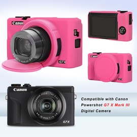 BOVKE Silicone Camera Case for Canon Powershot G7 X Mark III, Soft Silicone, Rose Red