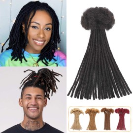 Loc Extensions Human Hair 0.4 cm 8 Inch 30 Strands Dreadlock Extensions Human Hair Loc Extensions Dreads Extensions for Men Women Kids Real Human Hair Locs 1B Natural Black Handmade Permanent Locs