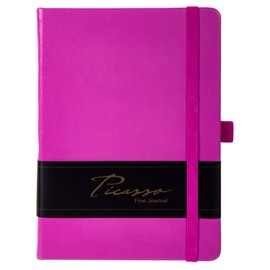 Office Works, Picasso Notebooks 80-sheet Ruled 80gsm Fine Journal, 4.5 inches x 6.5 inches, Fuchsia