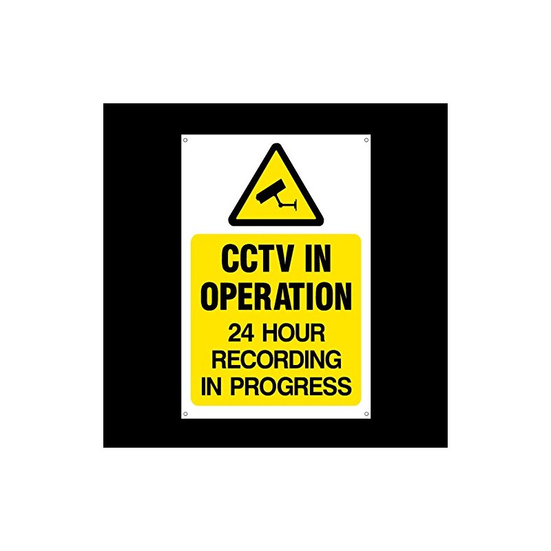 CCTV in operation 24hr recording Plastic Sign with 4 Pre-Drilled