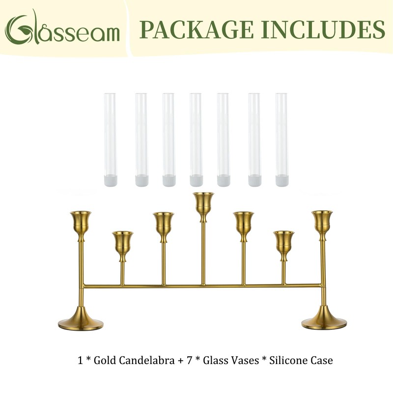 Bud Vases with Candle Holders: Glasseam 7Pcs Small Vase &