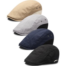 4 Pieces Newsboy Hats for Men Summer Cabbie Cap Newsboy Flat CapIvy Cap Newsboy Hunting Hat for Men (Classic Style) Multicolor