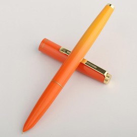 Ranvi Hero 329P Fountain Pen Extra Fine Nib 0.38mm Office Ink Pen with Converter (Orange)