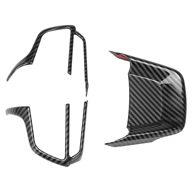 3pcs Steering Wheel Trim Kit Carbon Fiber Color ABS Frame