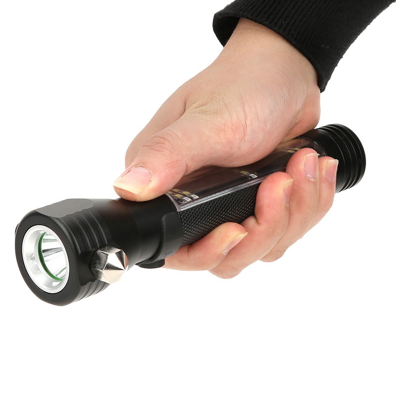 LED Solar Flashlight High Brightness Magnetic Torch USB Charging for