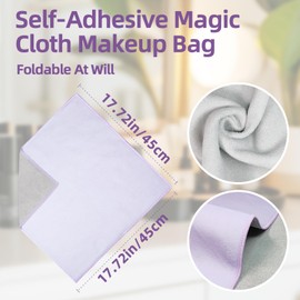 Self Adhesive Magic Cloth Makeup Bag,Portable Travel Cosmetic Bag For Valuables Storage Protection, Camera Lens Protective Clean,Travel Organizer,Warm Gifts and Daily Use (Purple, 17.72-Inch)