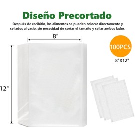 Bolsas al Vacio Alimentos, 100PCS Bolsas para Sellar al Vacio Alimentos, Bolsa Gofrada 20 x 30cm, Bolsa Vacio Comida sin BPA, Bolsas Envasar al Vacio para Preparación de Comidas, Sous Vide, Cocinando