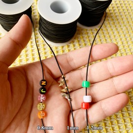 1mm Stretch Bracelet String, QBJAYTY 328FT Elastic Bracelet String Cord for Bracelet Making, Stretchy Stretch Bracelet String Cord for Beads Beading, Black 2 Rolls