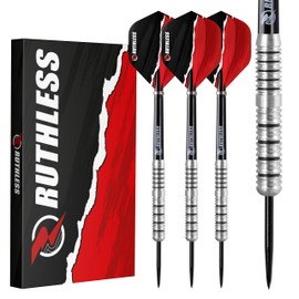 RUTHLESS Ranger II Professional Tungsten Steeltip Darts Set in 21g and 23g, with Flights and Stems Shafts (21g)