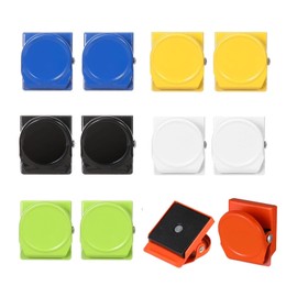 AMONENZ Pack of 12 Magnets with Clip, 31 mm Scratch-Free Magnetic Clips, Metal Locking Clips, Square Round, 6 Colours, for Refrigerators, Whiteboards, Seals