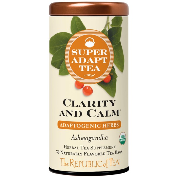 The Republic of Tea - Clarity and Calm SuperAdapt Herbal Tea, 36 Tea Bags, Organic, Caffeine Free, Ashwagandha