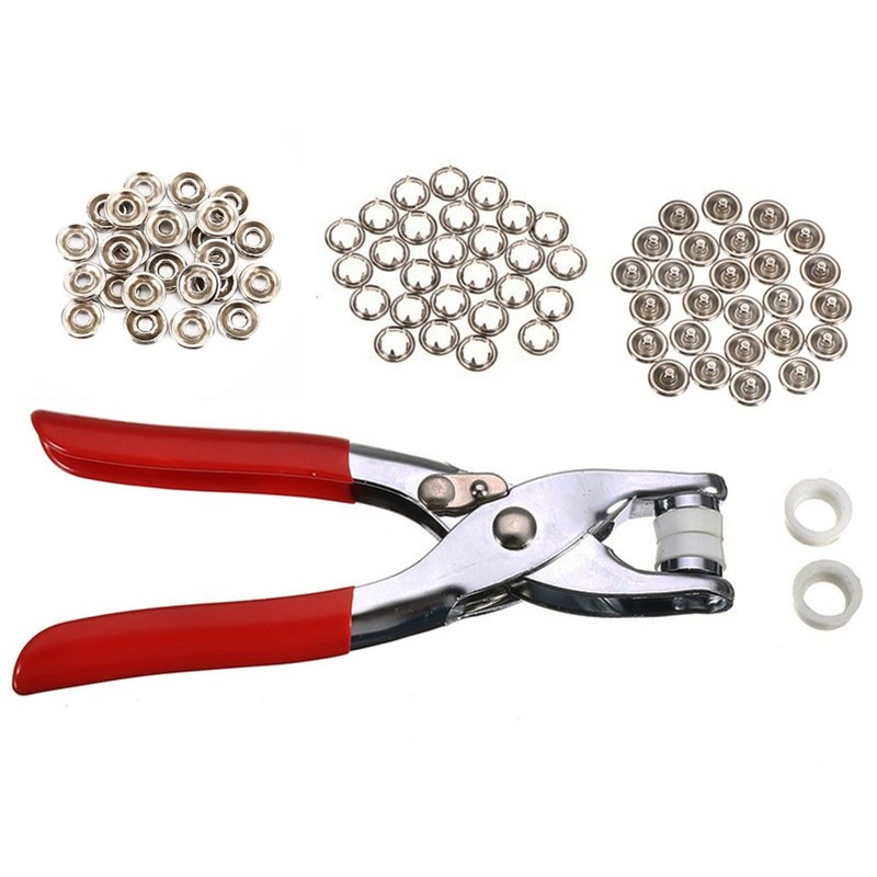 elfishjp 100 Ring Snap Button Ring, Handy to Press Hardware Set