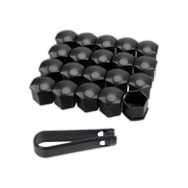 BRIOTA Pack of 20 Wheel Bolt Caps, Screw Cover, Wheel Nut Cap, Universal, 21 mm Wheel Bolt Cover with Disassembly Tool (Black)