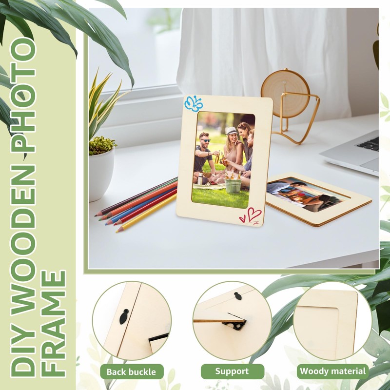 10Pcs Wooden Picture Frames,Stable Wooden Photo Holder,Easy to Use,for Craft,