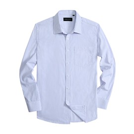 Alimens & Gentle Men's Striped Dress Shirt Button Down Regular Fit Shirts Casual Business Transitional Weather