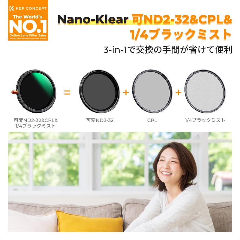 K&F Concept 72mm ND2-32 & CPL & 1/4 Black Mist