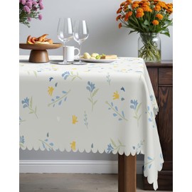 Table Cloths Rectangular 55x70 Inch, Linen Rustic Farmhouse Floral Rectangle Nappe de Table with Dust Proof Wrinkle Free Anti-Fading Washable Dinning Table Cover for Kitchen Party Outdoor
