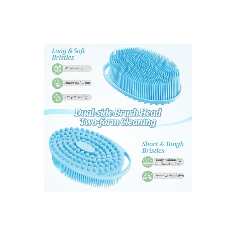 Juego Guantes Baño Suaves Exfoliantes Silicona Espalda Cuerpo Cabezal Cepillo