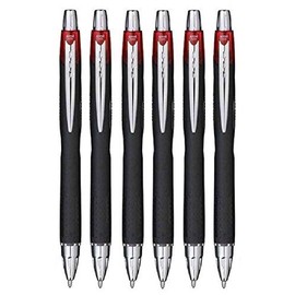 Uni Ball Red Jetstream Retractable Broad Rollerball Pen 1mm Nib Tip & 0.45mm Line Width Waterproof Lightproof Fast Drying Pigment Ink For Fast Writing SXN-210 (Pack Of 6)