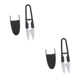 Operitacx Set of 2 Ceramic Blade Plastic Handle Cross Stitch Scissors Fishing Scissors Facitation Protective Caps and Sewing Scissors Thread Bead Cutter Small Cross Stitch Cutter Scissors in U Shape