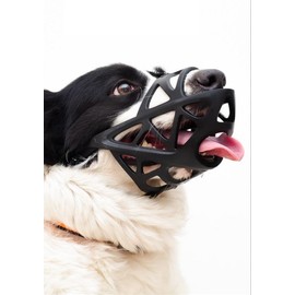 Dog Muzzle for Large, Medium, Small Dogs - Adjustable Basket Muzzle for Grooming, Drinkable Sturdy Cage, Pet Supplies (Black, M)