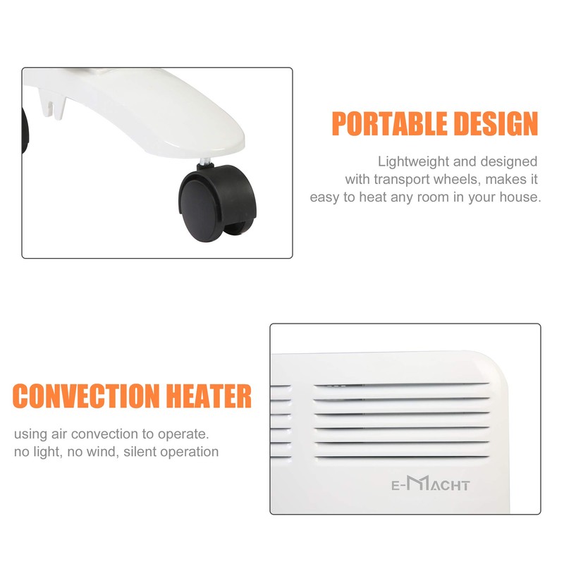 Vilobos Space Heater,1000W Electric Convector Heater with Wheels Freestanding/Wall Mounted,Smart