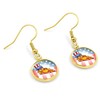 Tabby Cat Patriotic Drop Dangle Earring, Gold
