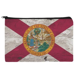 Rustic Florida State Flag Distressed USA Makeup Cosmetic Bag Organizer Pouch