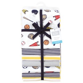 Hudson Baby Unisex Baby Cotton Flannel Receiving Blankets Bundle, Sports Fan, One Size