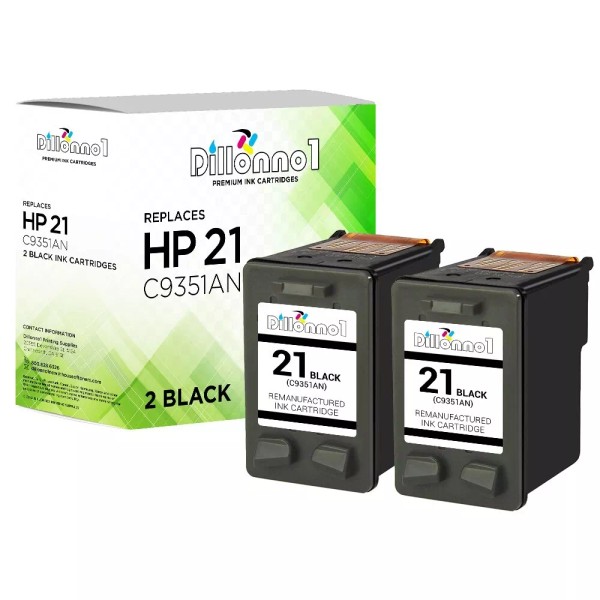 2PK Fits HP 21 C9351AN Black Ink Cartridges DESKJET 3910