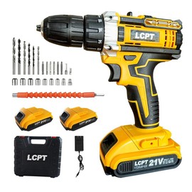LCPT 21V Cordless Electric Drill Tools Set, Work Equipment for Men, Construction Tools, Electric Drill Tool with Dual Speed Adjustable, Durable Electric Drill for Home DIY and Electrician Work, Electric Drills for Home Repair