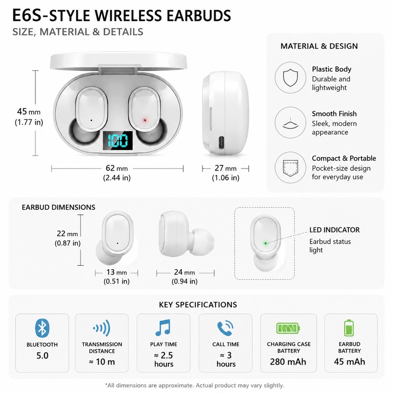 Wireless Bluetooth Earbuds for Calls & Music – TWS Earphones