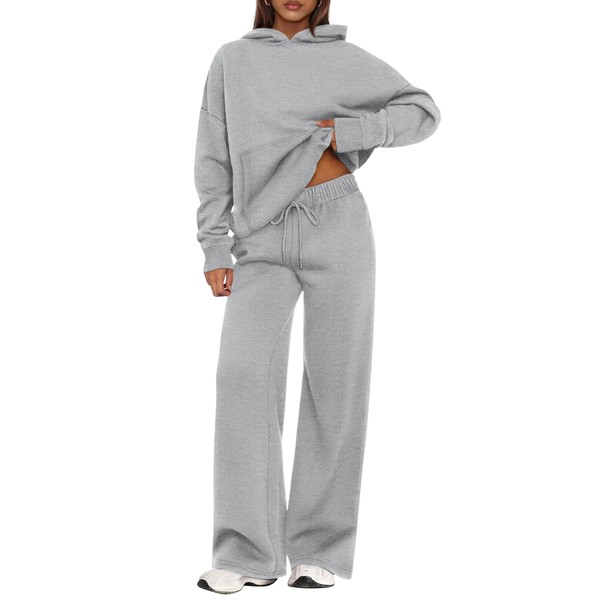 PRETTYGARDEN Women's 2 Piece Outfits Fall Sweatsuits Oversized Hoodies Wide