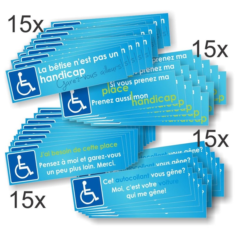 Disabled Parking Stickers - Assorted Designs - Pack of 60