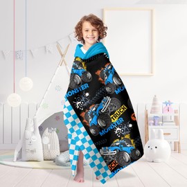 CZZDERAM Cars Towel for Kids Ages 4-8, Cars Hooded Towels Wrap for Toddler Teen Boy 30x50 inch Quick Dry Black Toddler Beach Towels Towel Boys Perfect for Beach Pool Swimming