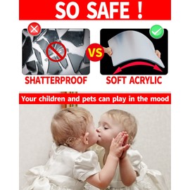 BQRIS Kids Safety Unbreakable Mirror,Acrylic Shatterproof Mirrors Full Length,12"x12"x4 Pack,Children Non Glass Stick on Mirror,Gym Mirror for Home Workout,Bedroom Body Mirrors Wall Dormitory