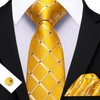 Barry.Wang Yellow Tie with Tie Clip for Men Plaid Silk