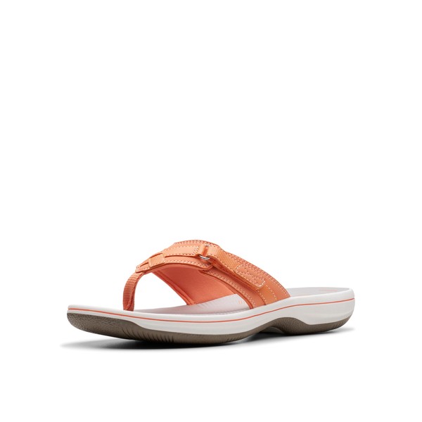 Clarks Cloudsteppers Women's Breeze Sea Flip-Flop, Tangerine/Pop Synthetic, 12 Medium