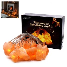 MINGRI Himalayan Salt lamp Salt Rock Night Light USB Fairy Hanging String Lights for Bedroom,Crystal Stones Natural Pink Salt Lamp for Meditation,Yoga,Office, Bedside,Desk,Computer, Baby,Child