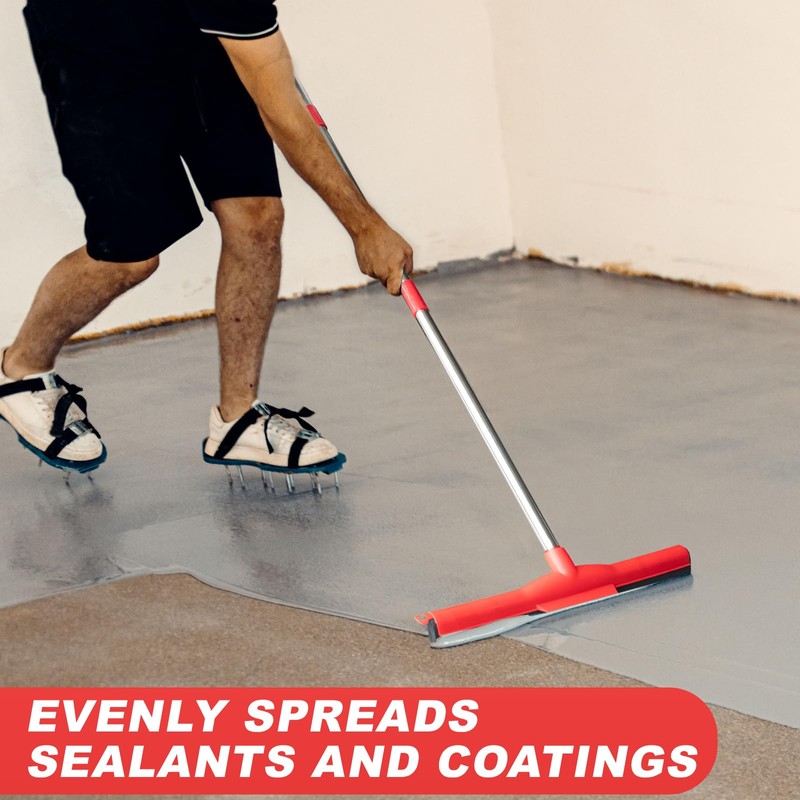 Floor Squeegee Scrubber Adjustable & Detachable Stainless Steel Handle Heavy